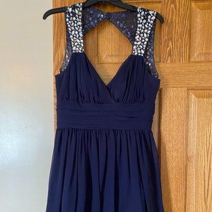 Navy Semiformal Open Back Dress